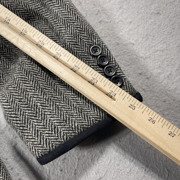 Harris Tweed Blazer Mens 42L Herringbone Elbow Patch Wool Jacket Academia - Picture 6 of 9